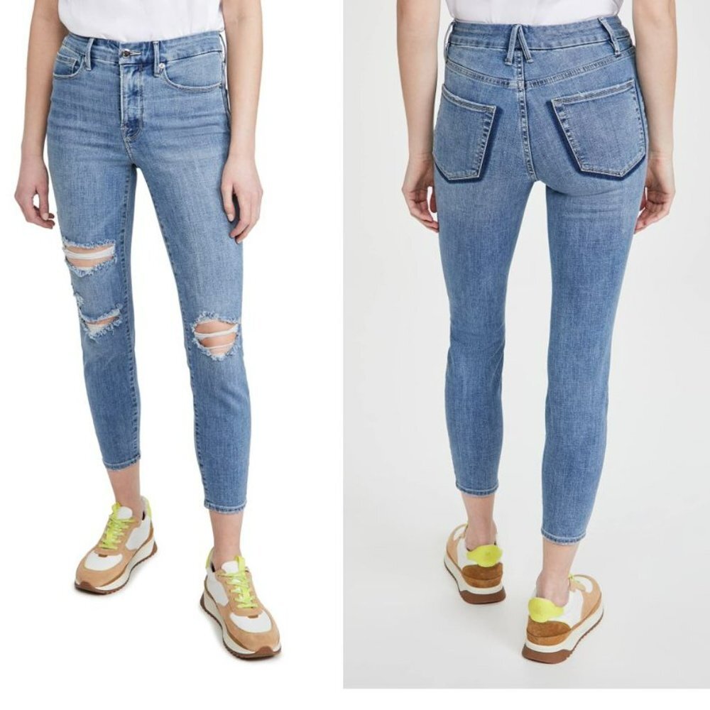 Good American Good Legs Crop Skinny Sculpting Jeans Stretch Flat Tummy Size 8
